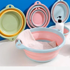 Collapsible Wash Basin Small Portable Silicone Dish Tub Lightweight 10 L Silicone Bucket (Multicolor)