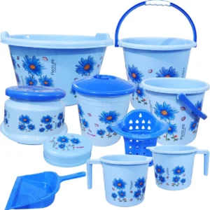 Himalay thermoplast 10 Pcs Heavy Bucket Set/ Bucket for Bathroom/ Bathroom Bucket Set/ 20 L Plastic Bucket (Blue)
