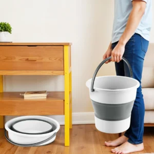 Foldable Bucket for Bathroom Cleaning, Car Wahs, Foot Soak Hot/Cold Water 10 L Silicone Bucket (White)